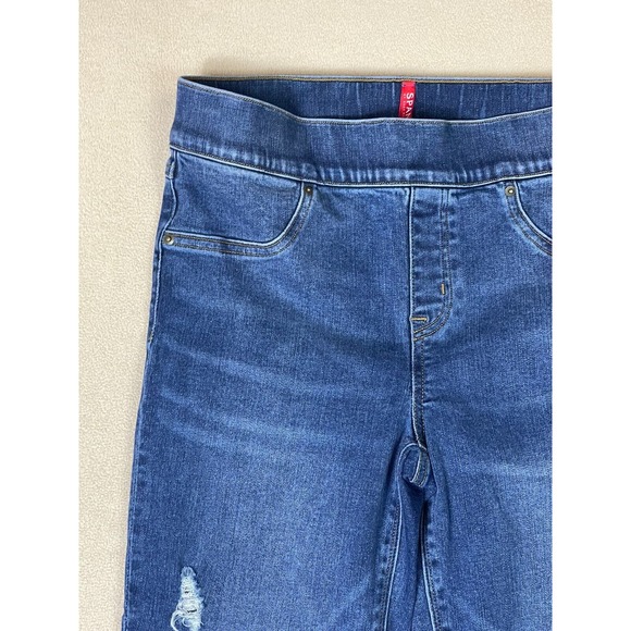 Spanx Jeans Womens Medium Blue Distressed Ankle Skinny Jean Pull On Adult - Picture 2 of 13